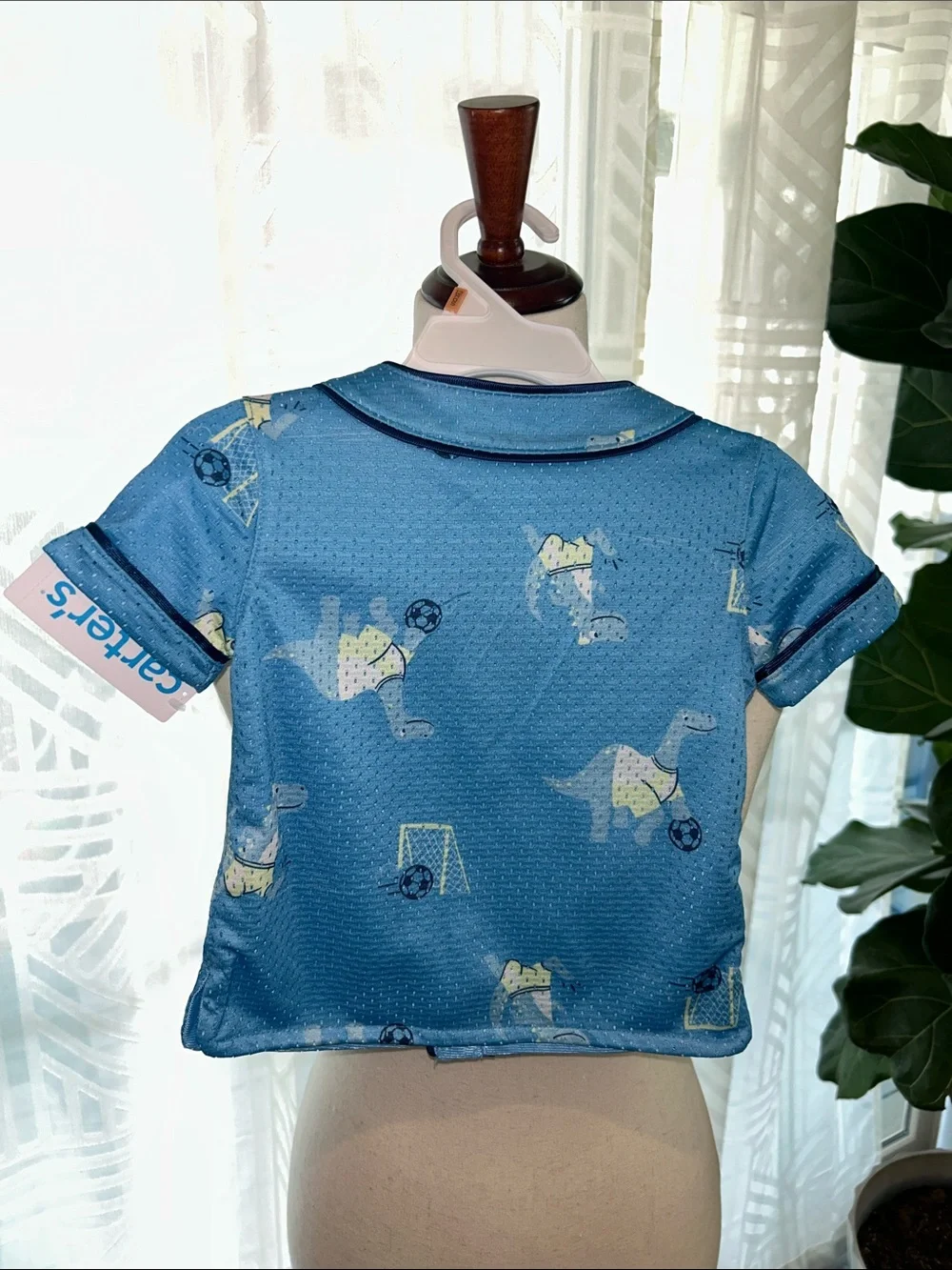 NWT Carter's Infant Jersey Blue Dinosaur Short-Sleeve Infant Shirt Sz 12 months